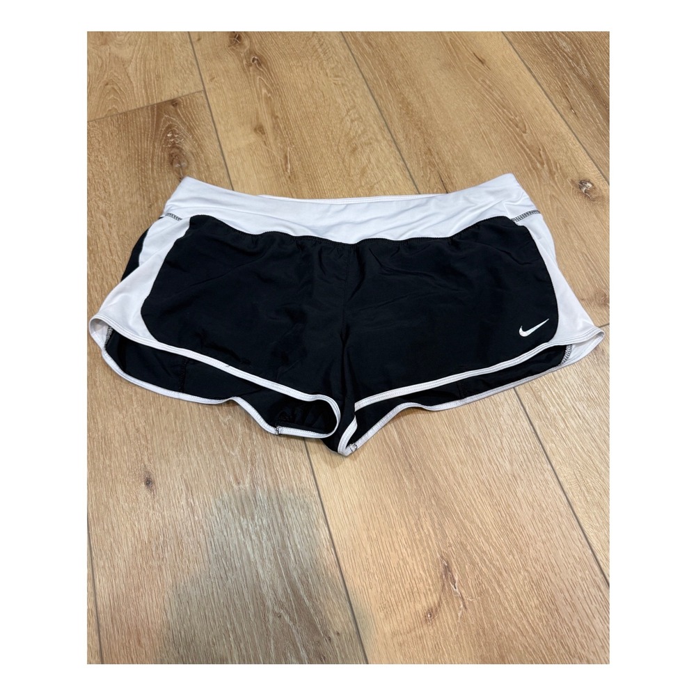 XL Nike Dri-FIT Running Shorts Womens Black White Trim Athletic Gym Workout